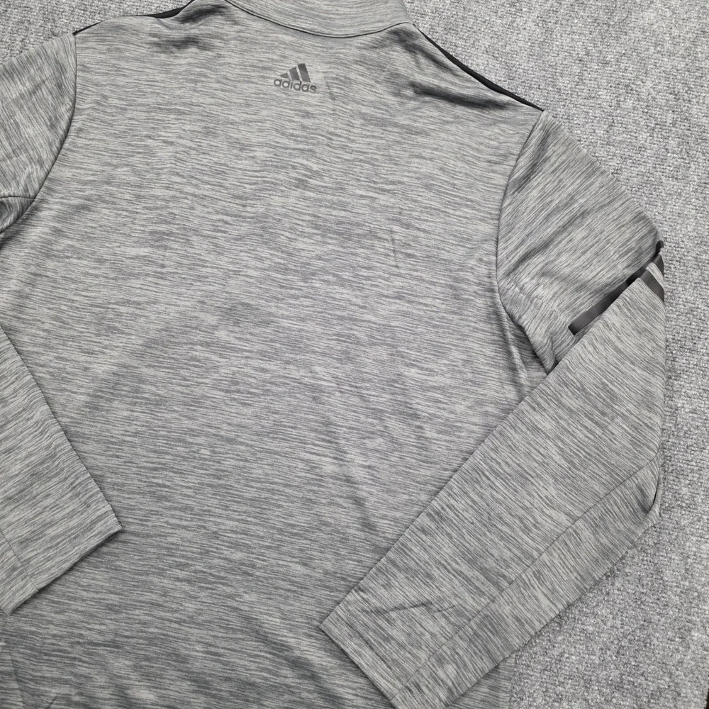 Adidas Mens Large Gray Black Space Dye Quarter Zip Pullover Long Sleeve Shirt
